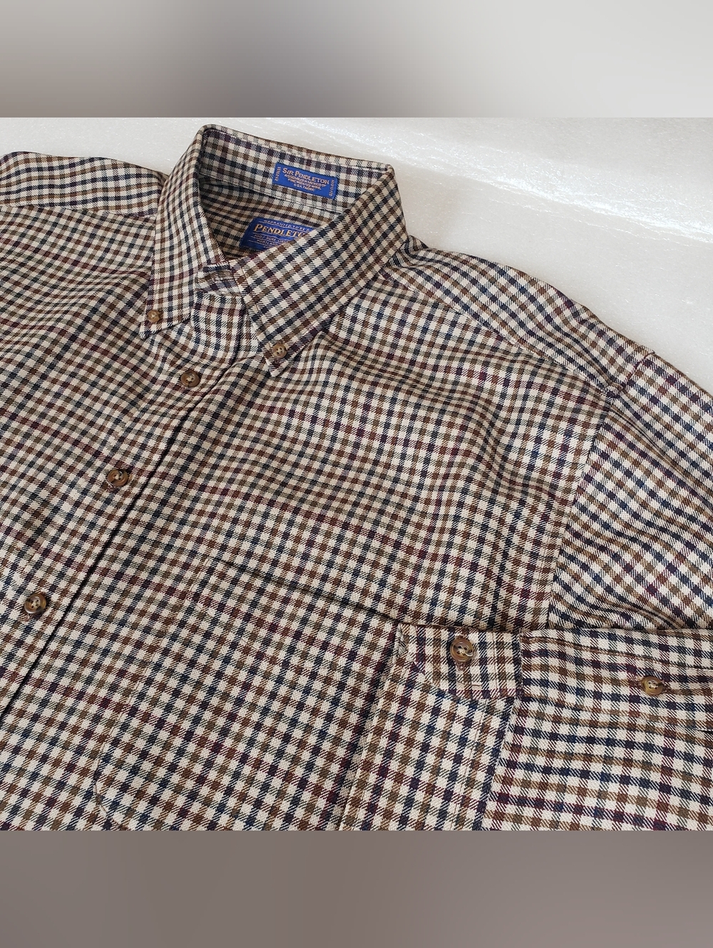 Vintage Sir Pendleton Men's XL Wool Check Plaid Shirt Camping Hiking Outdoors